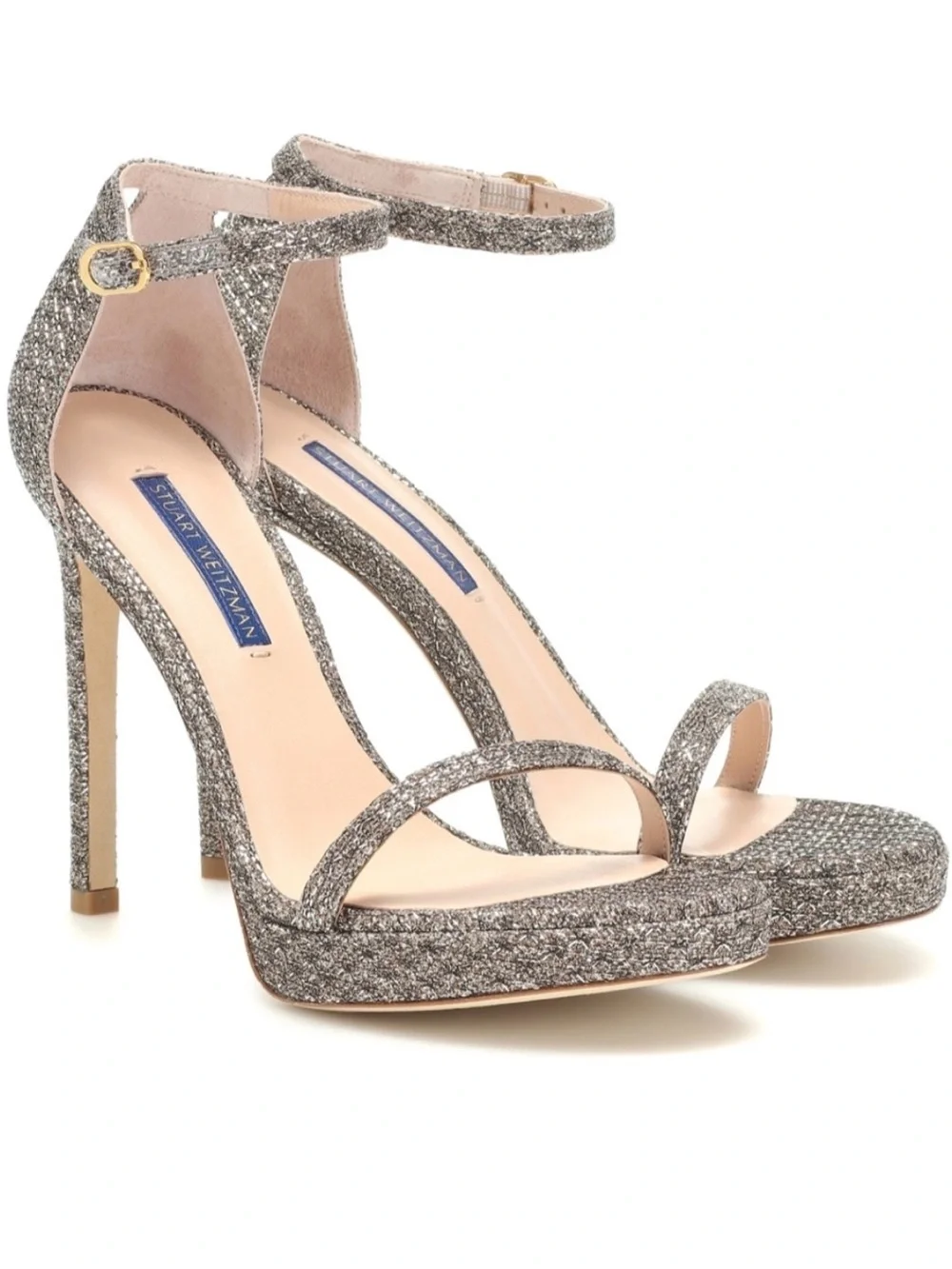 Stuart Weitzman Nudist Disco Glitter Heels Size 8.5 Like New